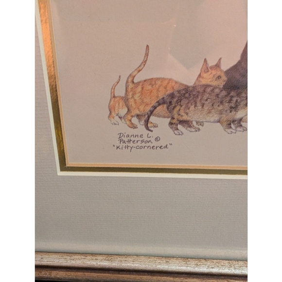 Vintage Cat Art Diane L. Patterson “Kitty-Cornered” Cat Print Framed - Picture 3 of 12